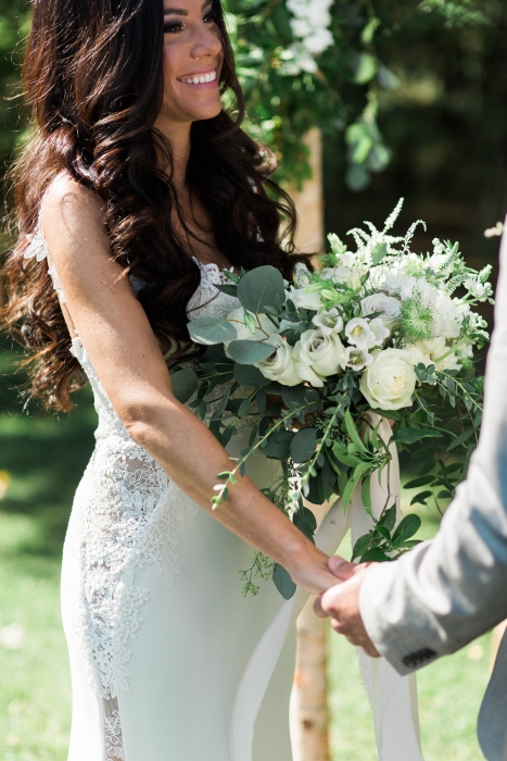 White bouquet at Cambium Farms wedding}