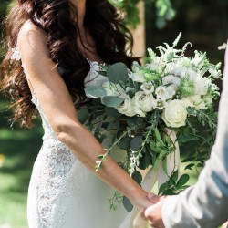 White bouquet at Cambium Farms wedding