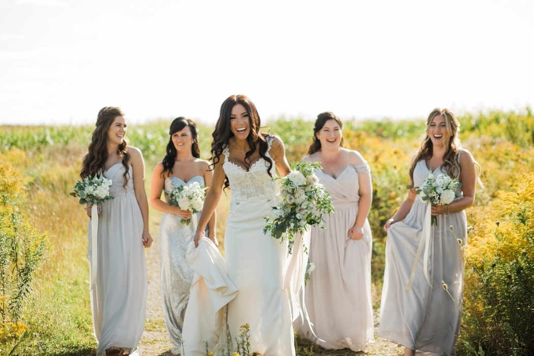 Bride and her bridesmaids, Cambium Farms}