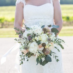 Megan Preece Photography, textural unstructured bouquet, Vineland Estates Winery