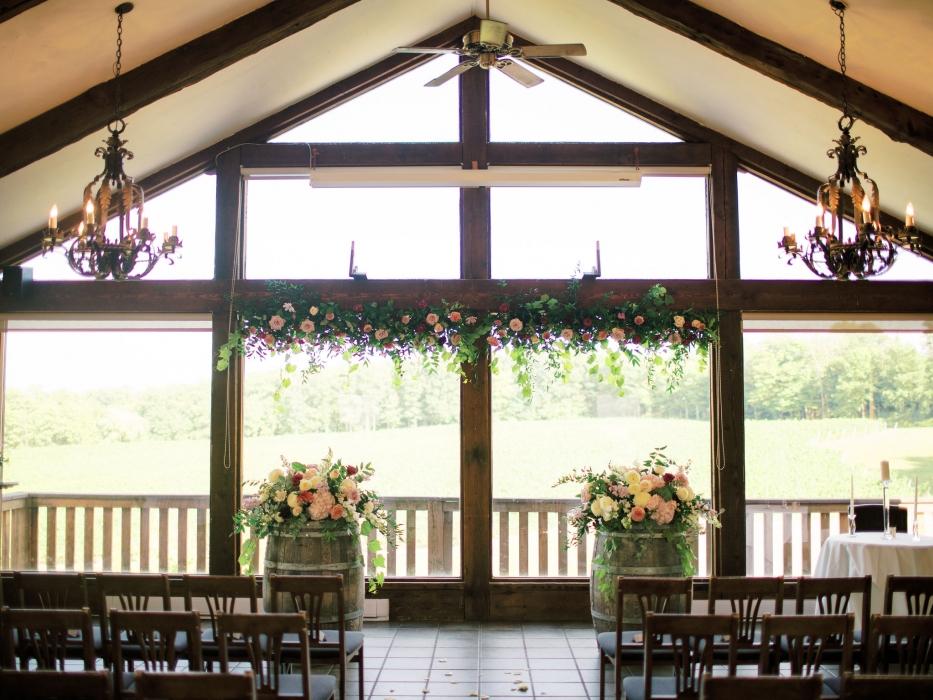 Photos by Caileigh, Vineland Estates Winery Carriage House ceremony set-up