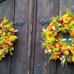 Precious LaPlante Photography, autumn wreaths for Vineland Estates Winery Carriage House doors