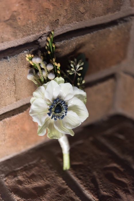 William Joseph Photography, anemone boutonniere, Liuna Gardens